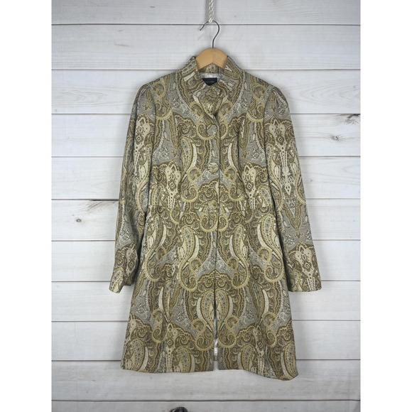 Focus 2000 Jackets & Blazers - Focus 2000 Coat Womens 10 Gold Paisley Brocade Jacquard Lined Dressy Evening